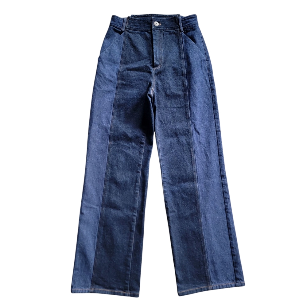 Hottie + Lord‎ Two-Toned High Rise Straight Cut Wide Leg Ankle Jeans Size 25